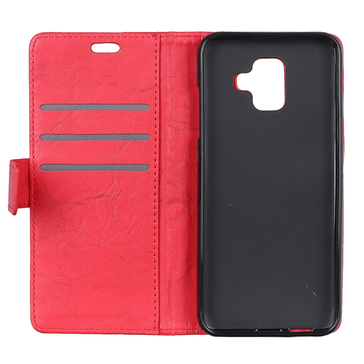 Copper Buckle Retro Crazy Horse Texture Horizontal Flip Leather Case for Galaxy A8 (2018), with Holder & Card Slots & Wallet