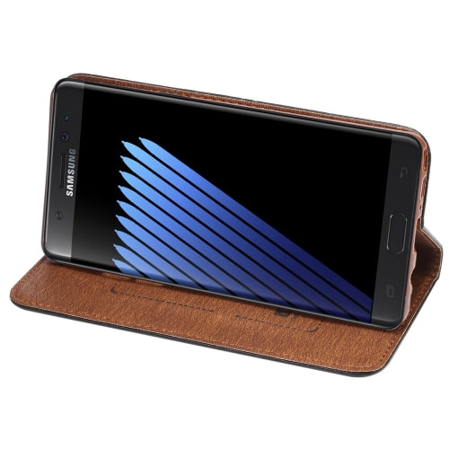 For Galaxy Note 7 / N930 Crazy Horse Texture Magnetic Adsorption Horizontal Flip Leather Case with Card Slot & Holder