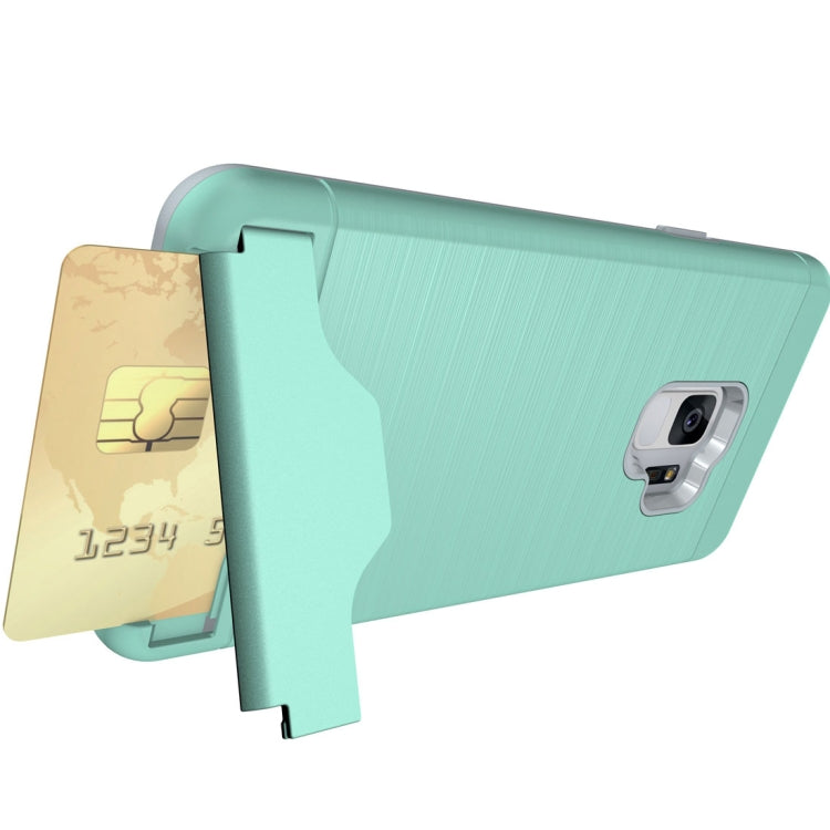 For Galaxy S9 Brushed Texture Protective Back Case with Holder & Card Slot