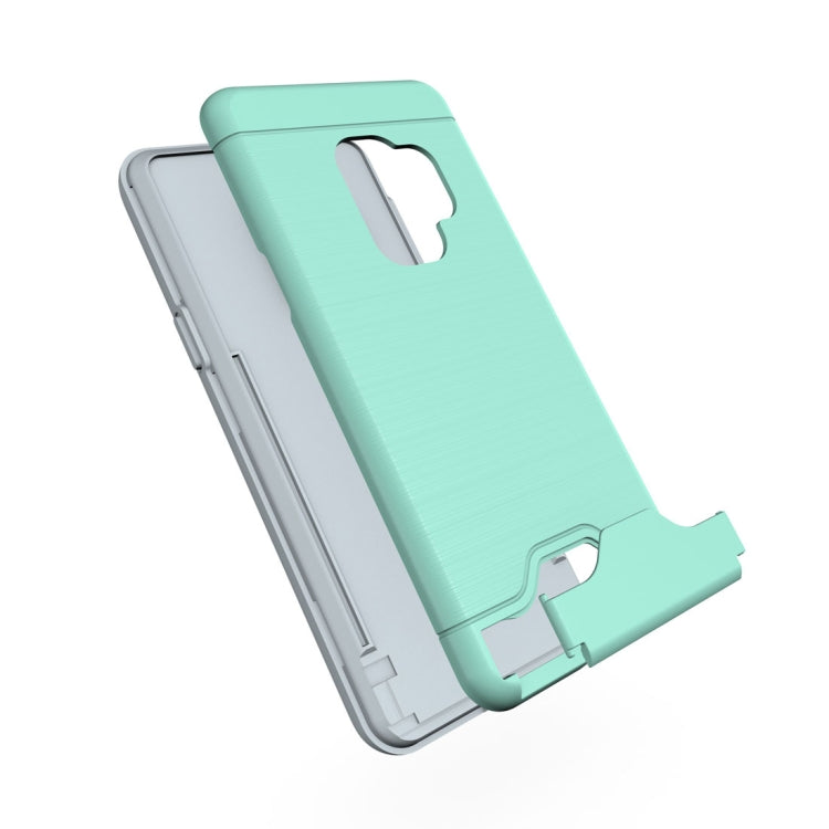 For Galaxy S9 Brushed Texture Protective Back Case with Holder & Card Slot