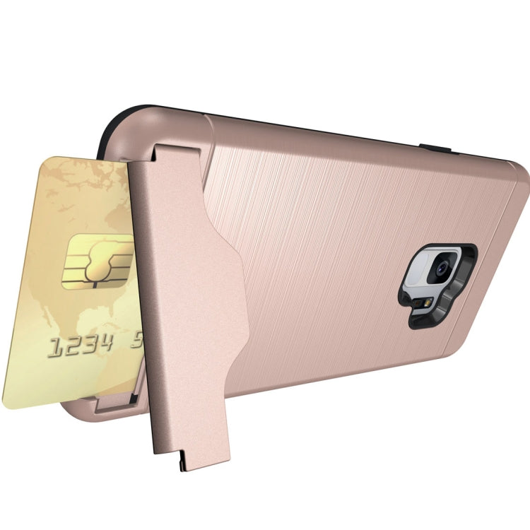 For Galaxy S9 Brushed Texture Protective Back Case with Holder & Card Slot