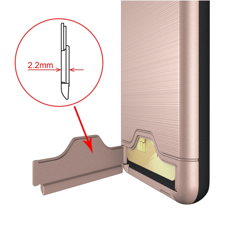For Galaxy S9 Brushed Texture Protective Back Case with Holder & Card Slot