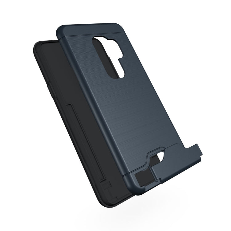 For Galaxy S9+ Brushed Texture Protective Back Case with Holder & Card Slot