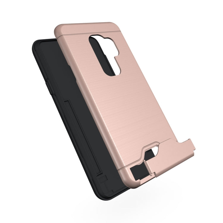 For Galaxy S9+ Brushed Texture Protective Back Case with Holder & Card Slot