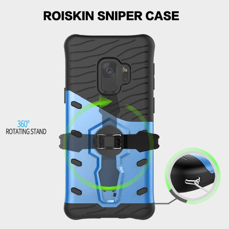 For Galaxy S9 TPU + PC Shockproof Protective Back Case with 360 Degree Rotatable Holder