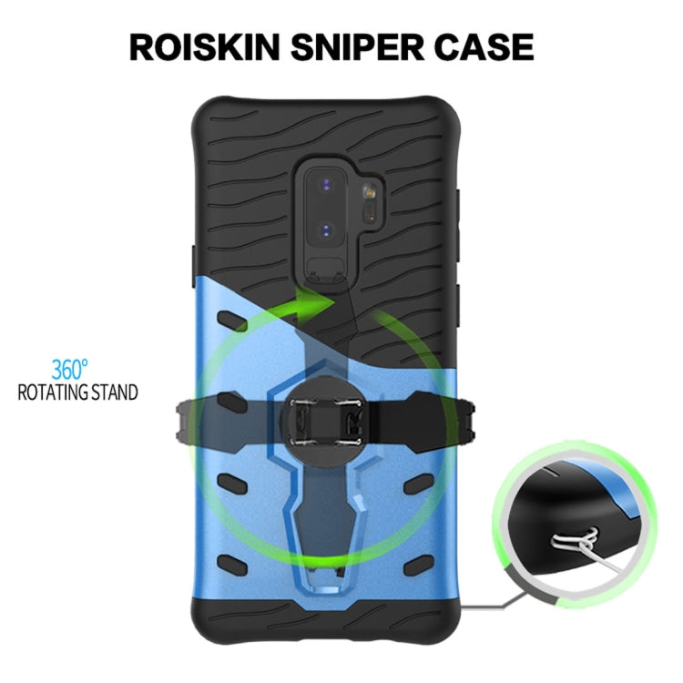 For Galaxy S9+ TPU + PC Shockproof Protective Back Case with 360 Degree Rotatable Holder