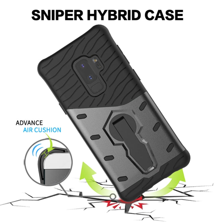 For Galaxy S9+ TPU + PC Shockproof Protective Back Case with 360 Degree Rotatable Holder