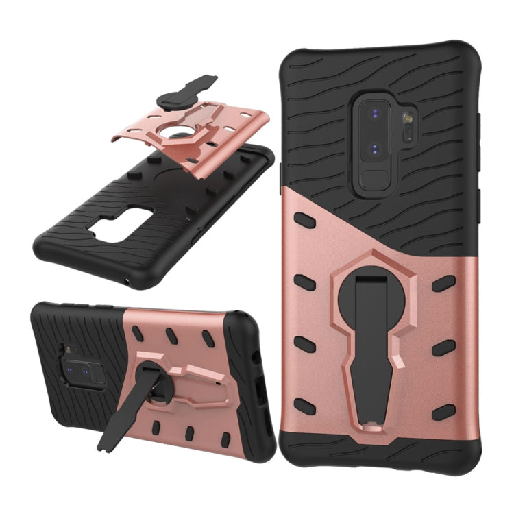 For Galaxy S9+ TPU + PC Shockproof Protective Back Case with 360 Degree Rotatable Holder