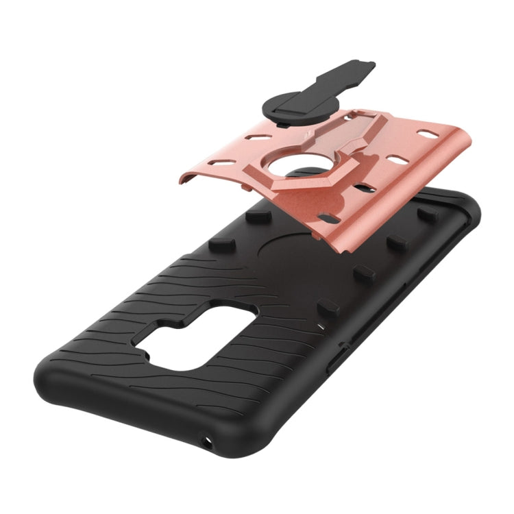 For Galaxy S9+ TPU + PC Shockproof Protective Back Case with 360 Degree Rotatable Holder