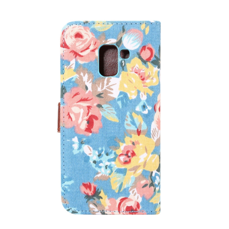Dibase for Galaxy A8+ (2018) Flower Pattern Horizontal Flip Leather Case with Holder & Card Slots