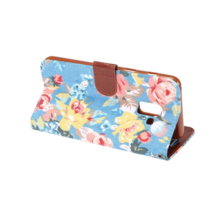 Dibase for Galaxy A8+ (2018) Flower Pattern Horizontal Flip Leather Case with Holder & Card Slots