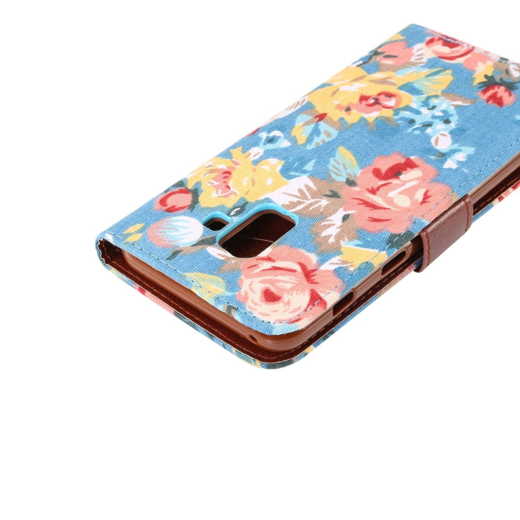 Dibase for Galaxy A8+ (2018) Flower Pattern Horizontal Flip Leather Case with Holder & Card Slots