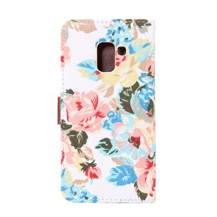 Dibase for Galaxy A8+ (2018) Flower Pattern Horizontal Flip Leather Case with Holder & Card Slots
