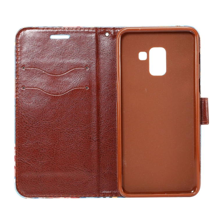 Dibase for Galaxy A8+ (2018) Flower Pattern Horizontal Flip Leather Case with Holder & Card Slots