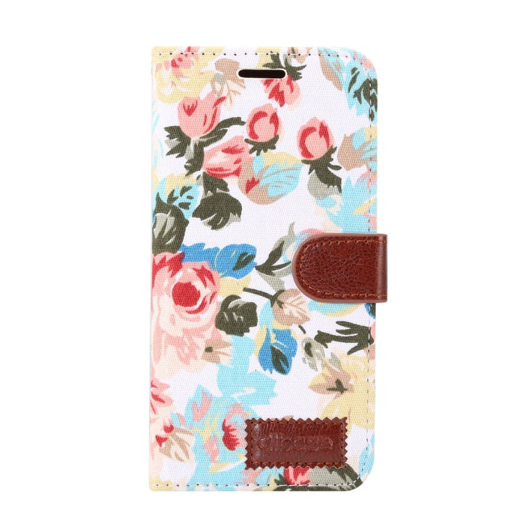 Dibase for Galaxy A8 (2018) Flower Pattern Horizontal Flip Leather Case with Holder & Card Slots (White)
