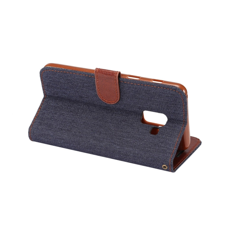 Dibase for Galaxy A8+ (2018) Denim Texture Horizontal Flip Leather Case with Holder & Card Slots