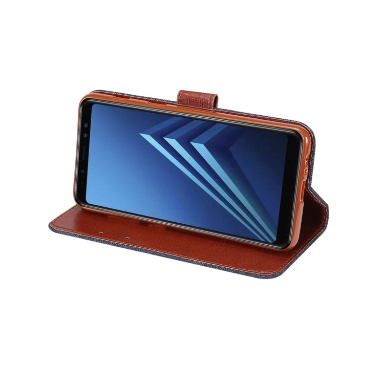 Dibase for Galaxy A8+ (2018) Denim Texture Horizontal Flip Leather Case with Holder & Card Slots