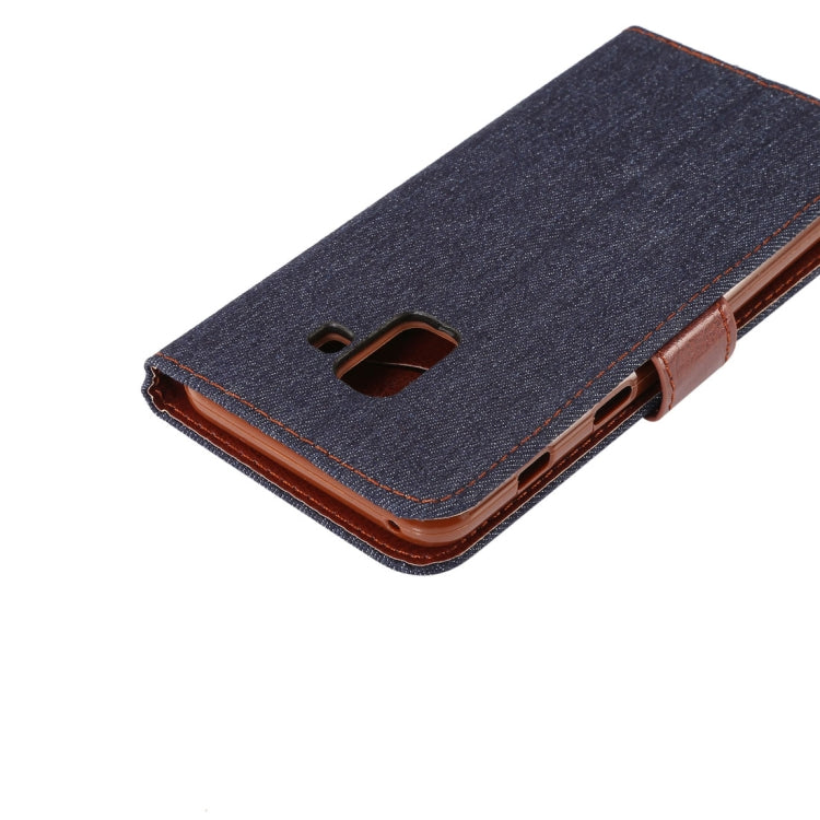 Dibase for Galaxy A8+ (2018) Denim Texture Horizontal Flip Leather Case with Holder & Card Slots