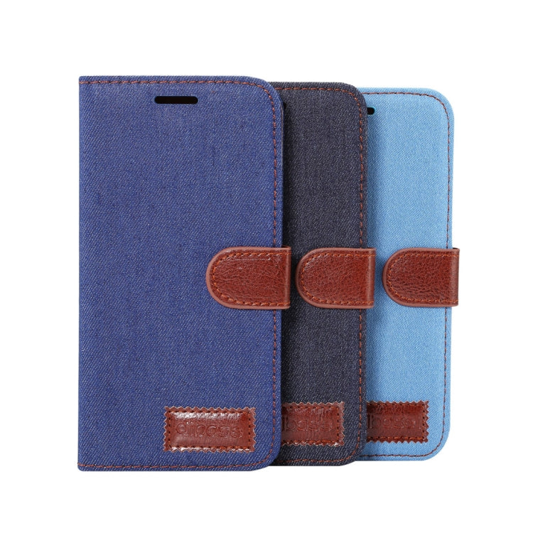 Dibase for Galaxy A8+ (2018) Denim Texture Horizontal Flip Leather Case with Holder & Card Slots