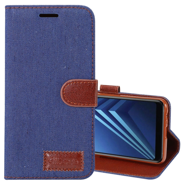 Dibase for Galaxy A8+ (2018) Denim Texture Horizontal Flip Leather Case with Holder & Card Slots