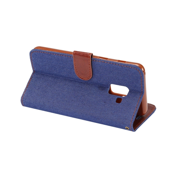 Dibase for Galaxy A8+ (2018) Denim Texture Horizontal Flip Leather Case with Holder & Card Slots