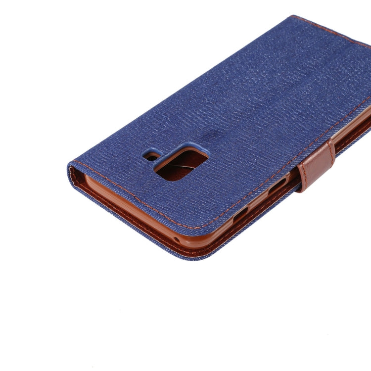 Dibase for Galaxy A8+ (2018) Denim Texture Horizontal Flip Leather Case with Holder & Card Slots