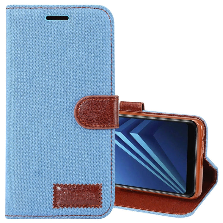 Dibase for Galaxy A8+ (2018) Denim Texture Horizontal Flip Leather Case with Holder & Card Slots
