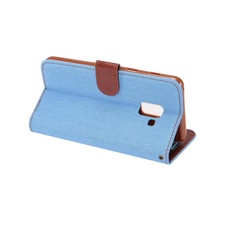 Dibase for Galaxy A8+ (2018) Denim Texture Horizontal Flip Leather Case with Holder & Card Slots