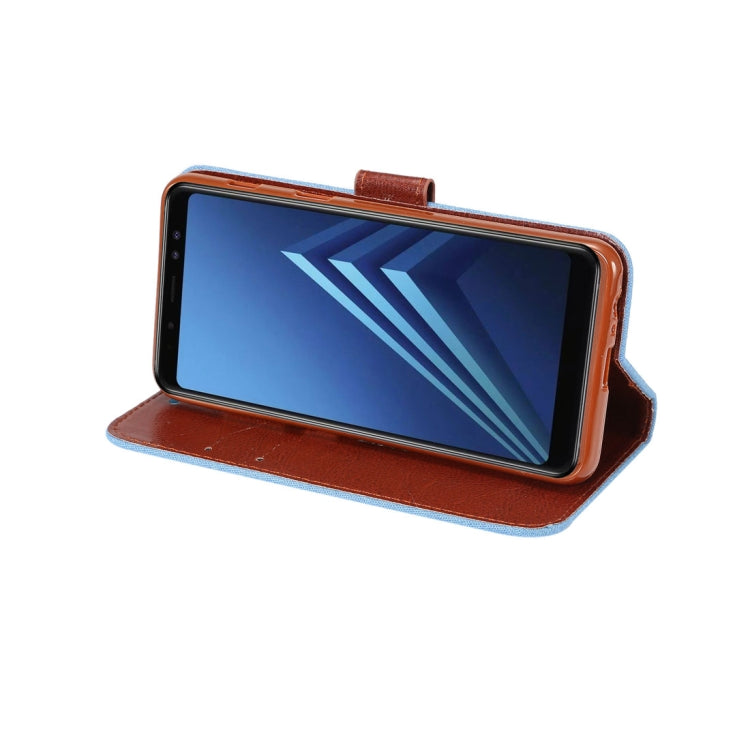 Dibase for Galaxy A8+ (2018) Denim Texture Horizontal Flip Leather Case with Holder & Card Slots