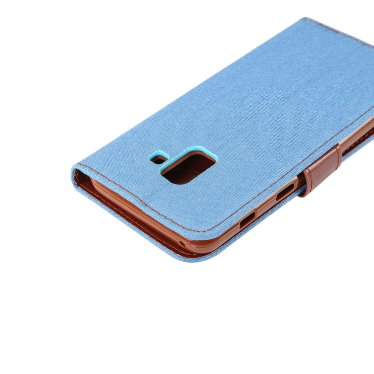 Dibase for Galaxy A8+ (2018) Denim Texture Horizontal Flip Leather Case with Holder & Card Slots