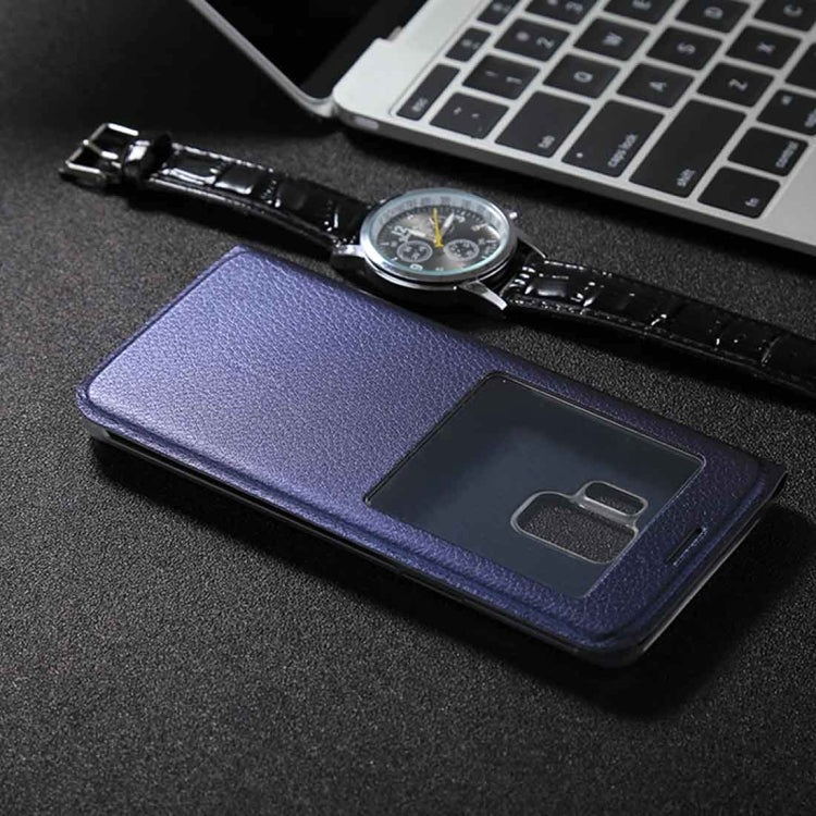 For Galaxy S9 Litchi Texture Horizontal Flip Leather Case with Call Display ID