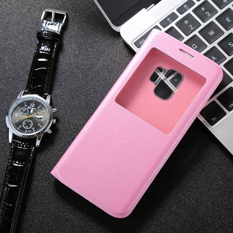 For Galaxy S9 Litchi Texture Horizontal Flip Leather Case with Call Display ID