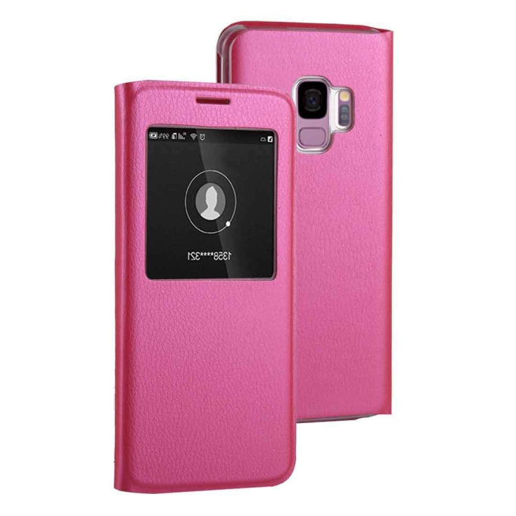 For Galaxy S9 Litchi Texture Horizontal Flip Leather Case with Call Display ID