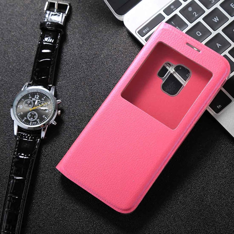 For Galaxy S9 Litchi Texture Horizontal Flip Leather Case with Call Display ID