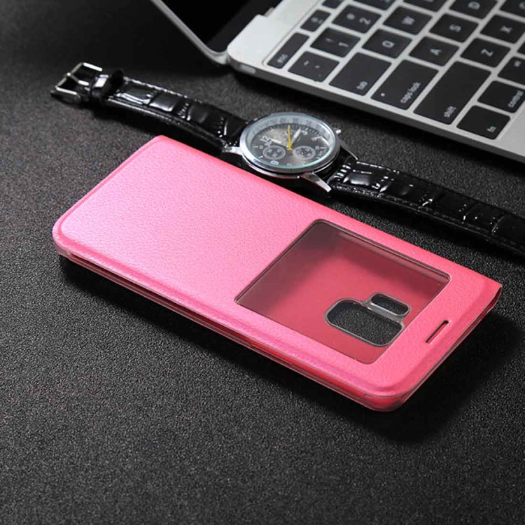 For Galaxy S9 Litchi Texture Horizontal Flip Leather Case with Call Display ID
