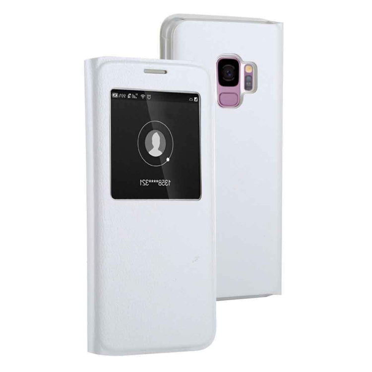 For Galaxy S9 Litchi Texture Horizontal Flip Leather Case with Call Display ID