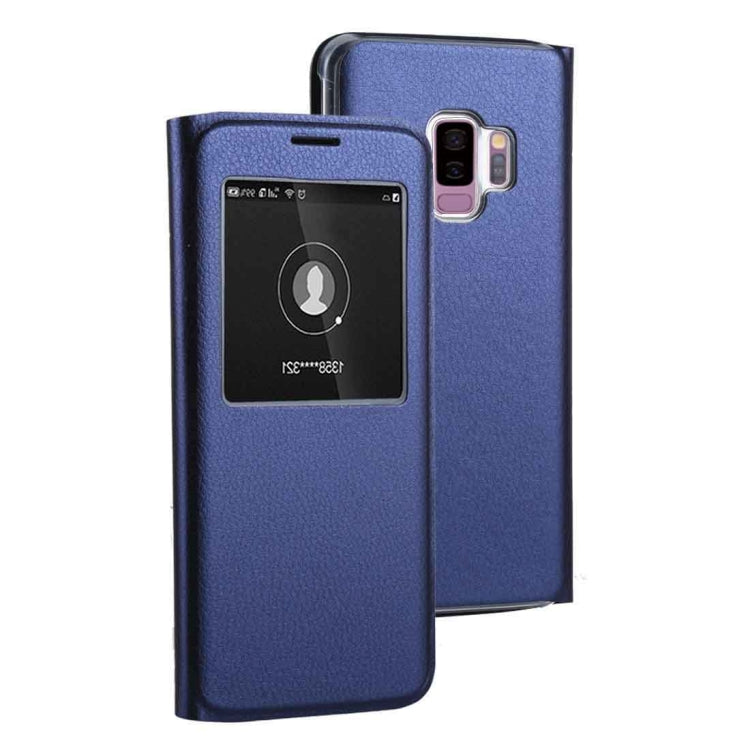 For Galaxy S9+ Litchi Texture Horizontal Flip Leather Case with Call Display ID