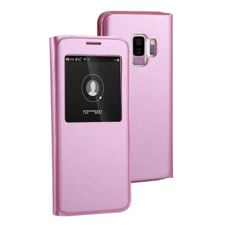 For Galaxy S9+ Litchi Texture Horizontal Flip Leather Case with Call Display ID