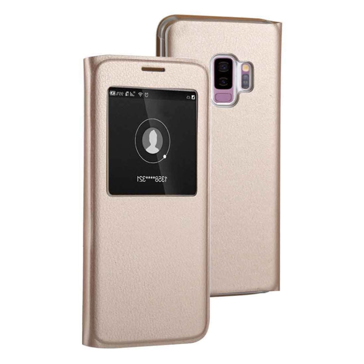 For Galaxy S9+ Litchi Texture Horizontal Flip Leather Case with Call Display ID