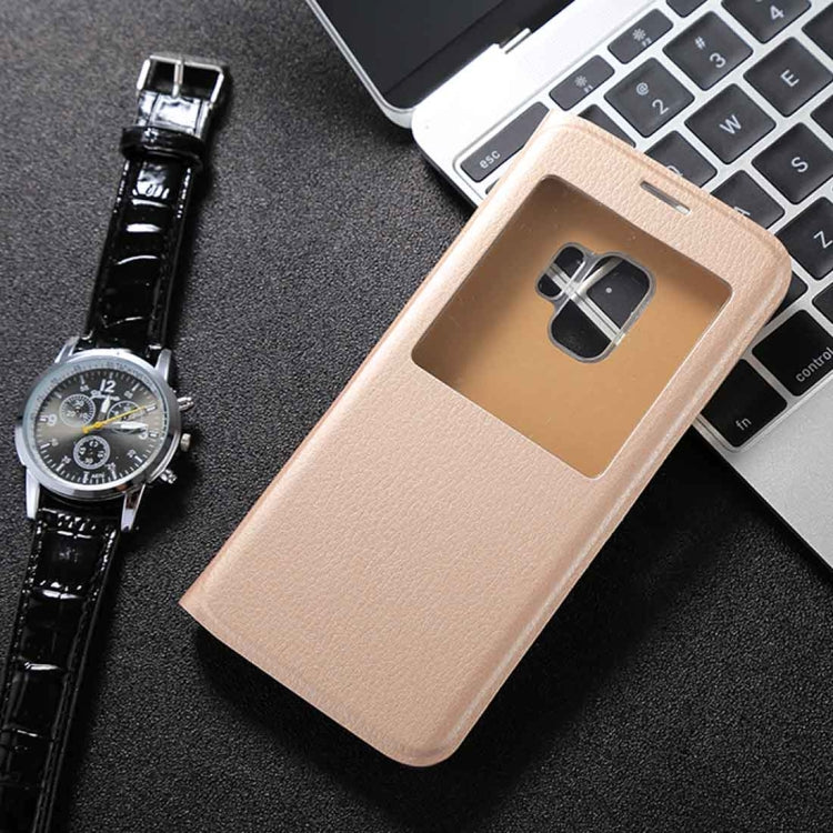 For Galaxy S9+ Litchi Texture Horizontal Flip Leather Case with Call Display ID
