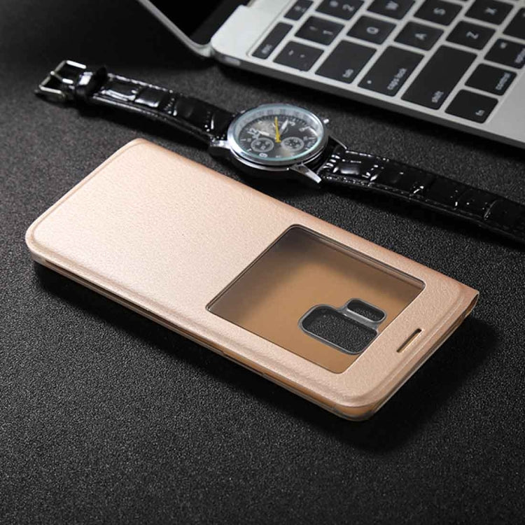 For Galaxy S9+ Litchi Texture Horizontal Flip Leather Case with Call Display ID
