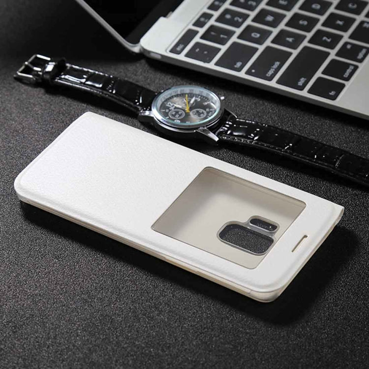 For Galaxy S9+ Litchi Texture Horizontal Flip Leather Case with Call Display ID