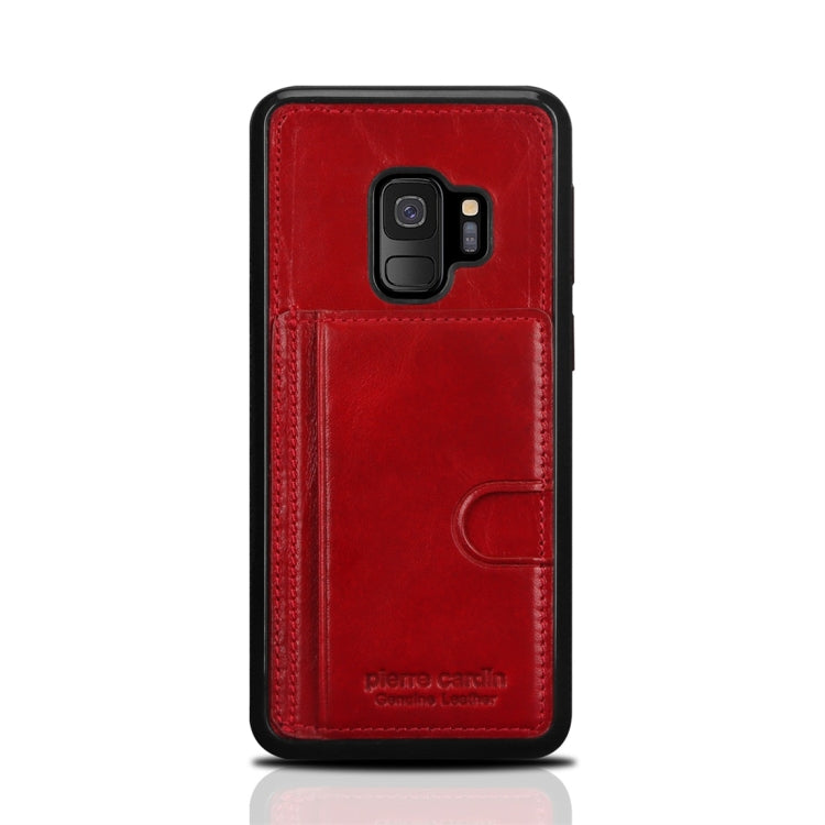 Pierre Cardin PCL-P11 Shockproof TPU + Leather Protective Case for Galaxy S9, with Holder & Card Slot
