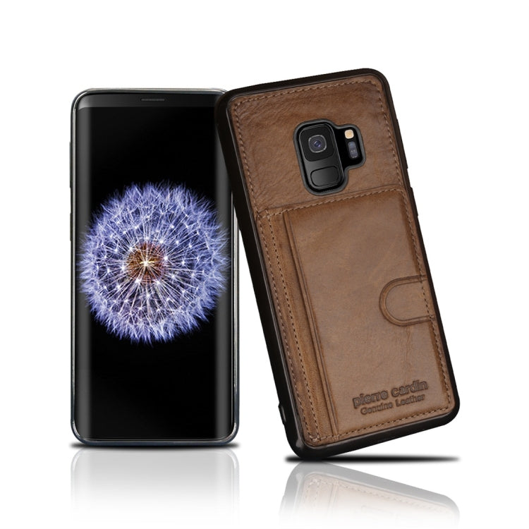Pierre Cardin PCL-P11 Shockproof TPU + Leather Protective Case for Galaxy S9, with Holder & Card Slot