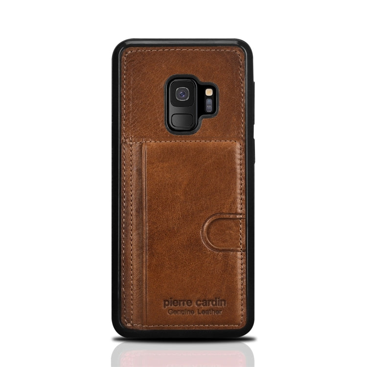 Pierre Cardin PCL-P11 Shockproof TPU + Leather Protective Case for Galaxy S9, with Holder & Card Slot
