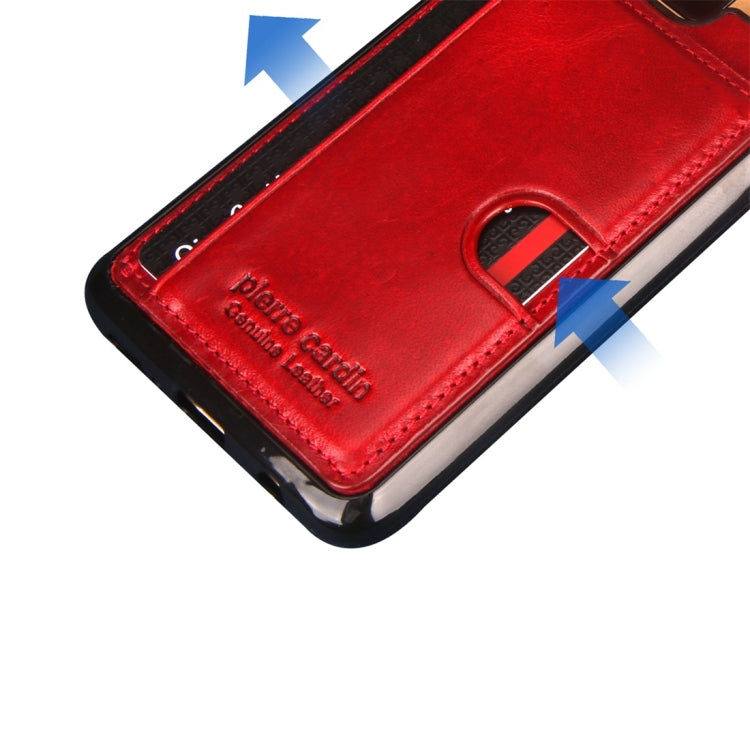 Pierre Cardin PCL-P11 Shockproof TPU + Leather Protective Case for Galaxy S9 Plus, with Holder & Card Slot