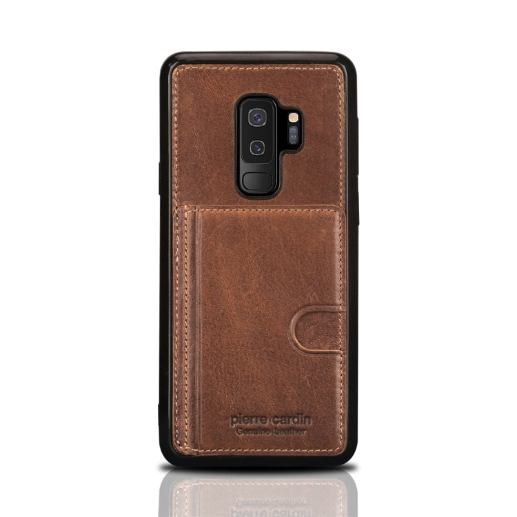 Pierre Cardin PCL-P11 Shockproof TPU + Leather Protective Case for Galaxy S9 Plus, with Holder & Card Slot