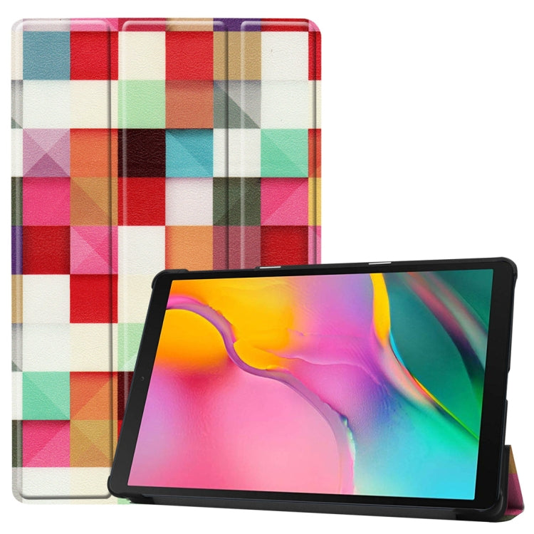 Custer Texture Magic Cube Pattern Colored Drawing Horizontal Flip Leather Case for Galaxy Tab A 10.1 2019, with Three-folding Holder & Sleep / Wake-up Function