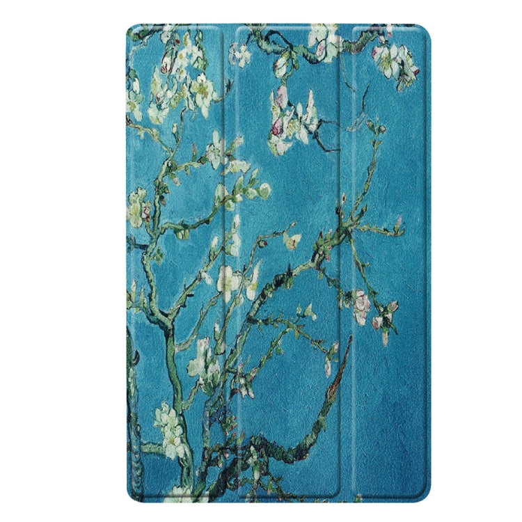 Custer Texture Apricot Pattern Colored Drawing Horizontal Flip Leather Case for Galaxy Tab A 10.1 2019, with Three-folding Holder & Sleep / Wake-up Function