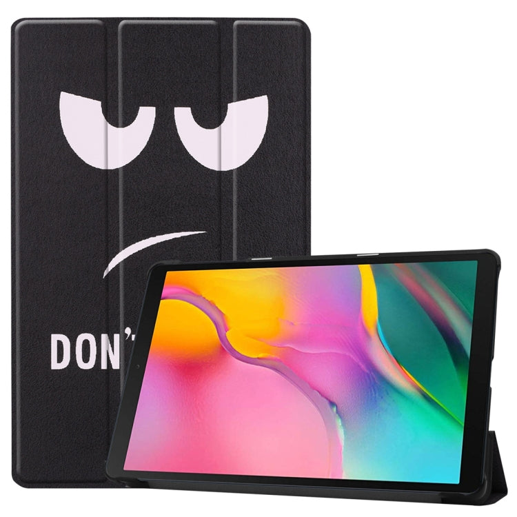 Custer Texture Big Eyes Pattern Colored Drawing Horizontal Flip Leather Case for Galaxy Tab A 10.1 2019, with Three-folding Holder & Sleep / Wake-up Function